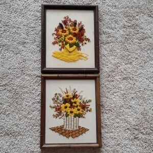 Vintage Framed Crewel Needlework